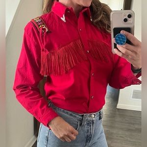 women’s vintage western sas'sa shirt with fringe